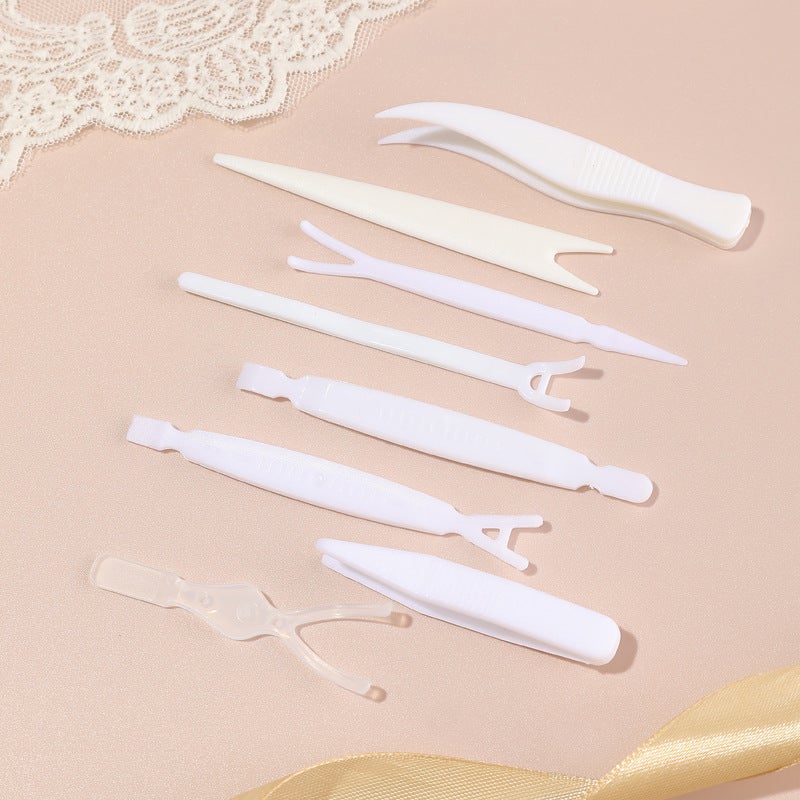 Plastic Beauty Velcro Tweezers Anti-Slip Dustproof Tool Clips Plastic Double Eyelid Forks - Image 4